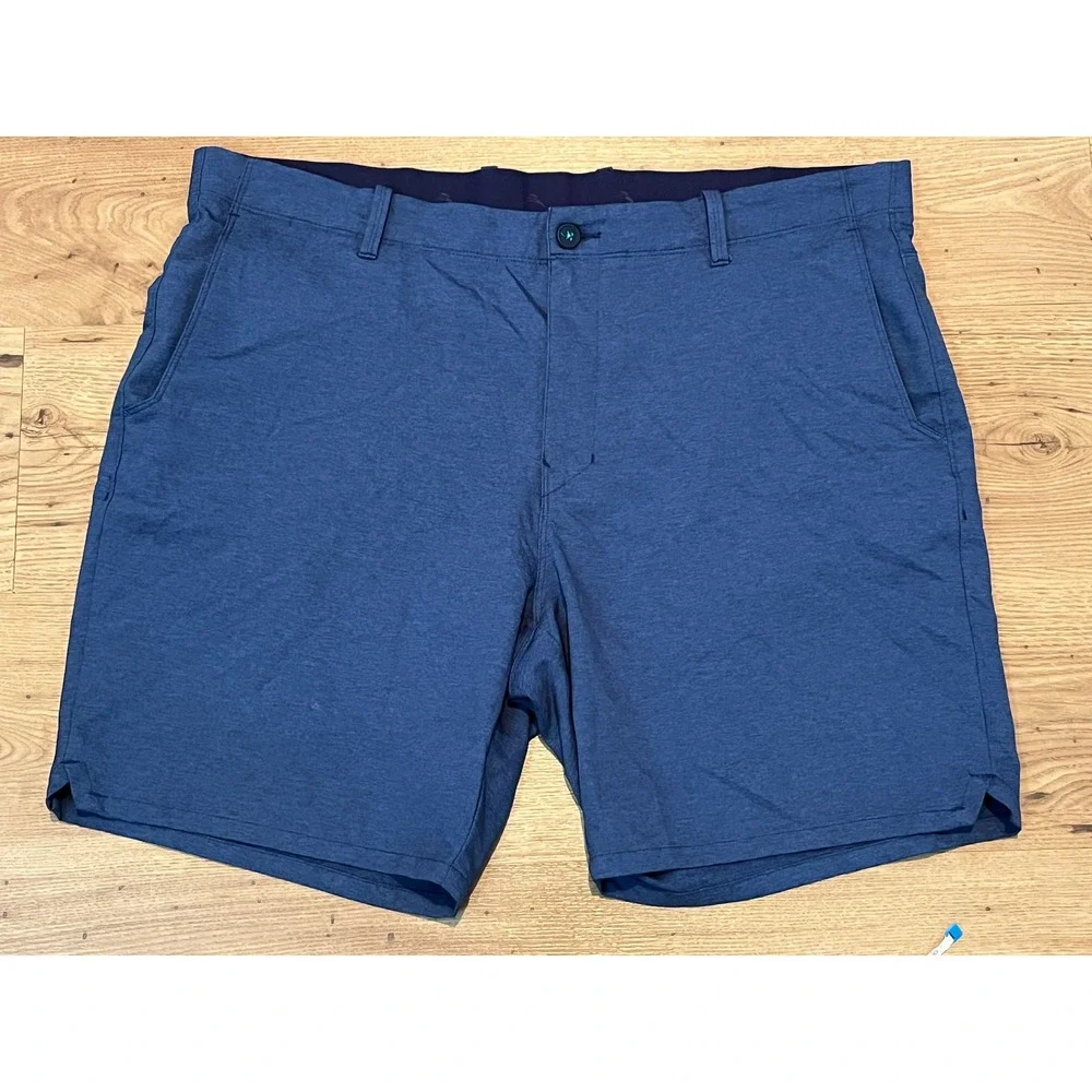 Tommy Bahama Boracay Shorts Blue Heathered Golf Flat Front Casual Logo Mens 40